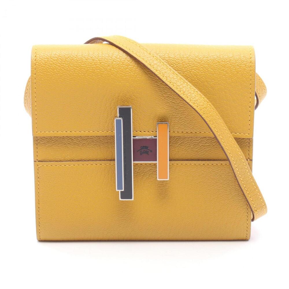 Hermes Cinetic Mini To Go Jaune Ambre Shoulder Bag Handbag Chevre Leather Wom...